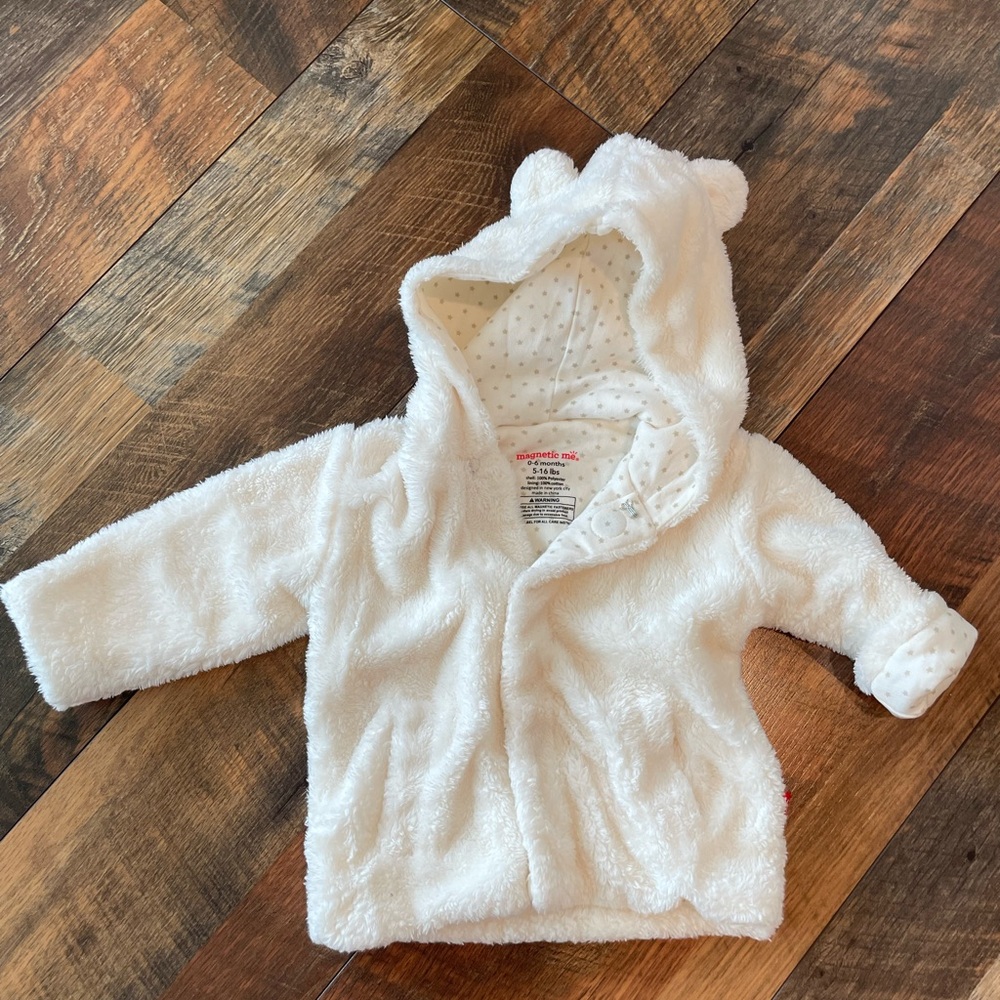 Magnetic Me Cream Baby Hoodie with Star Pattern
